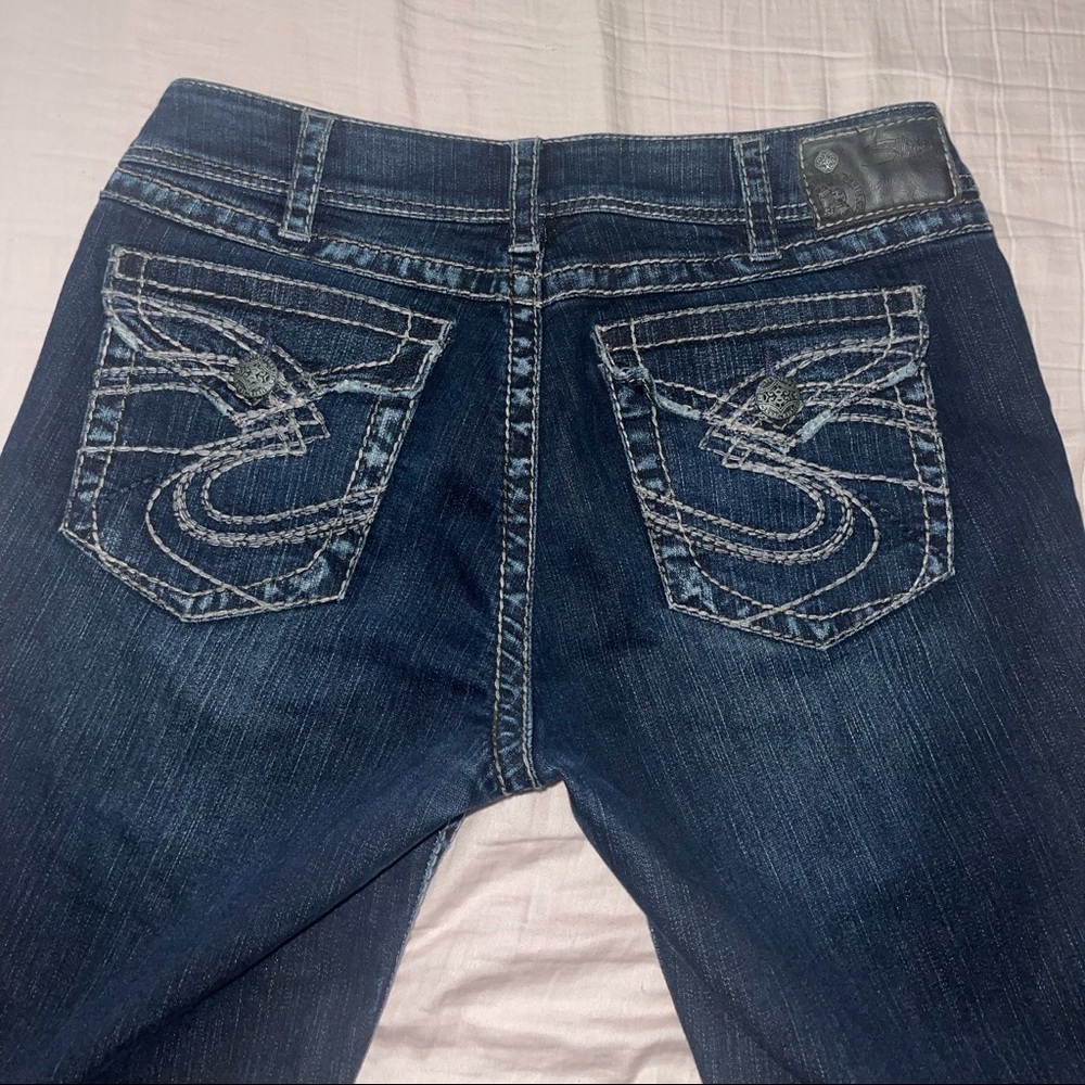low rise silver jeans